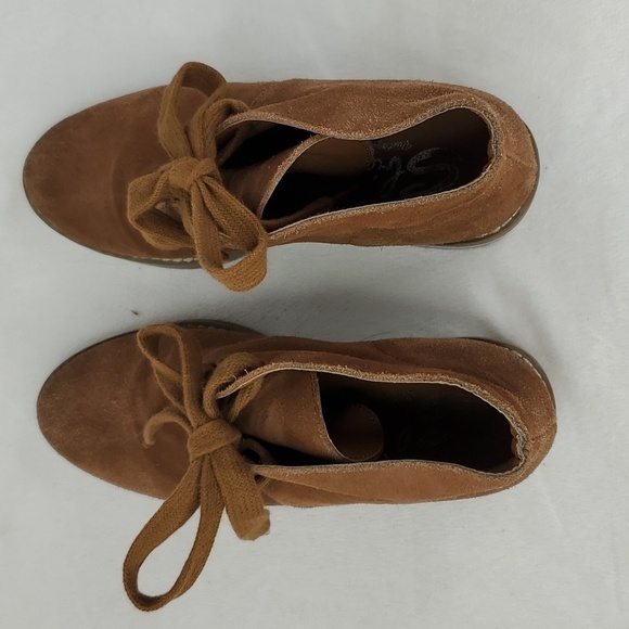 Sbicca Boots Stacked Heels Leather Suede Lace Up Chestnut Brown Womens 7 - Picture 6 of 10
